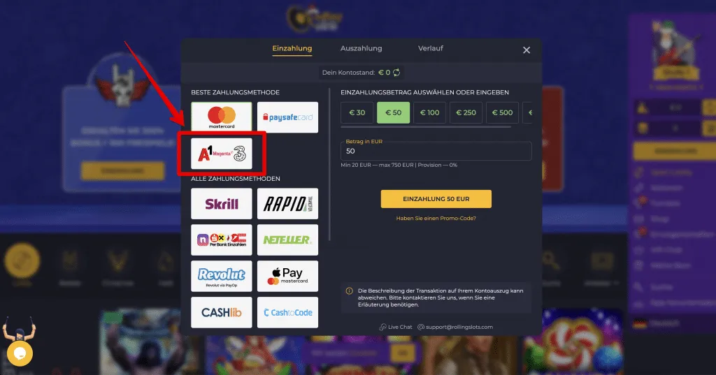 Online Casino Zahlungsoptionen A1 Zahlungen im Casino