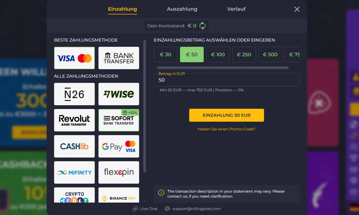 Online Casino erste Einzahlung Casino Einzhalung